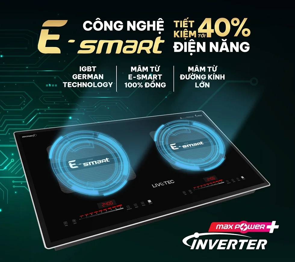 Bếp từ đôi Livotec E-smart LID-998M