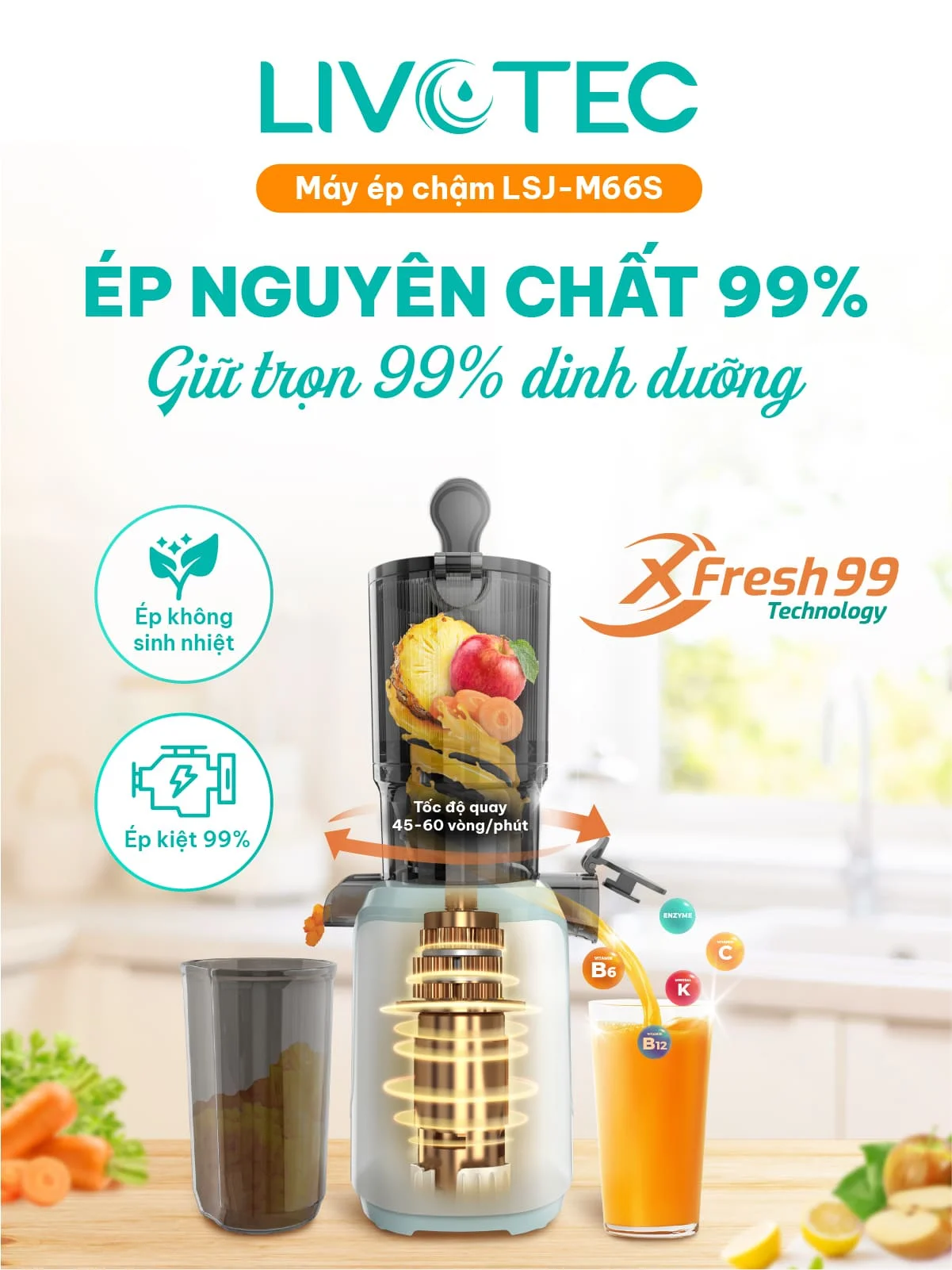 Máy ép chậm Livotec LSJ-M66S