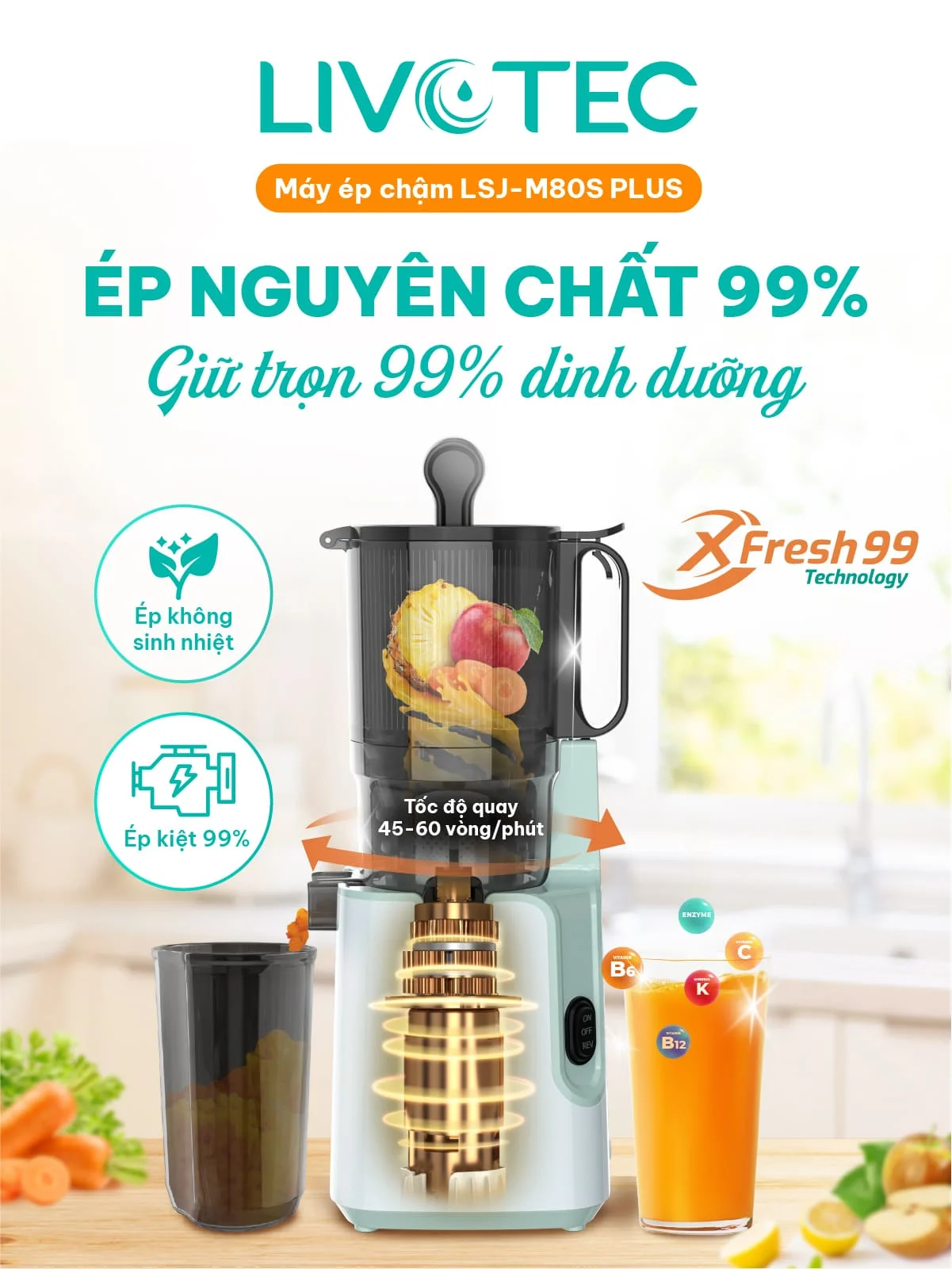 Máy ép chậm Livotec LSJ-M80S Plus