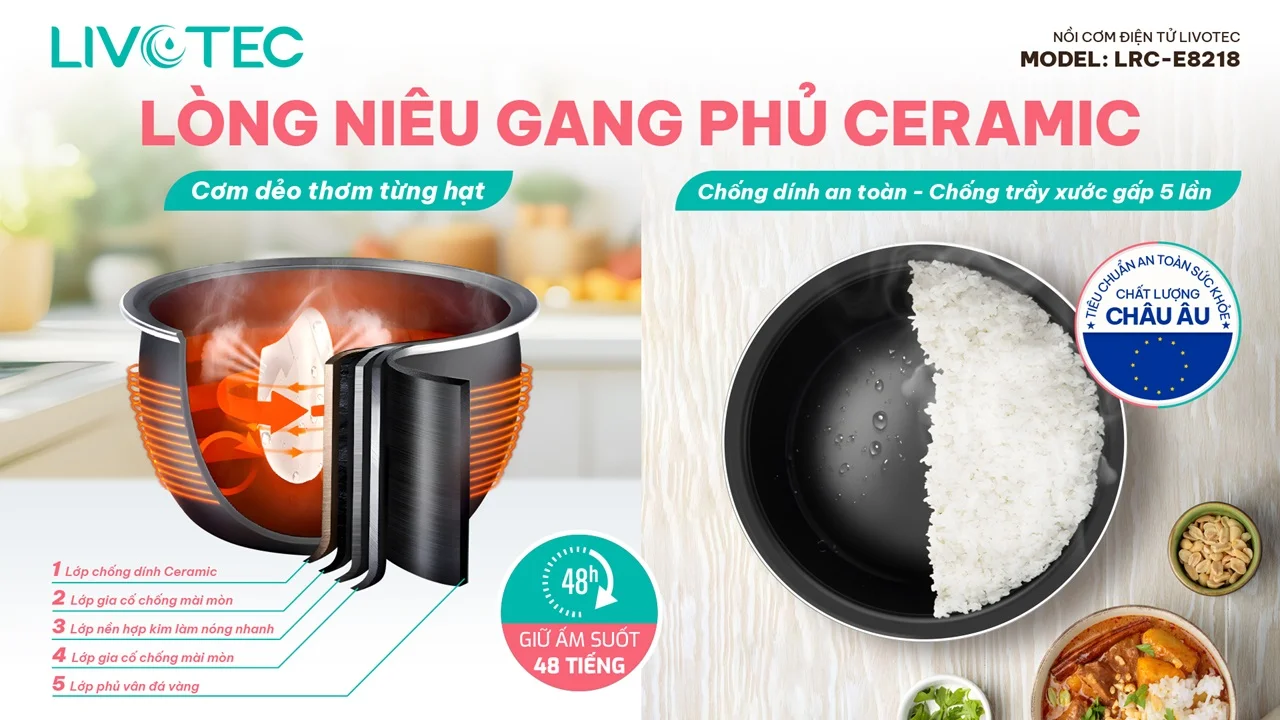 Nồi cơm điện tử Livotec LRC-E8218