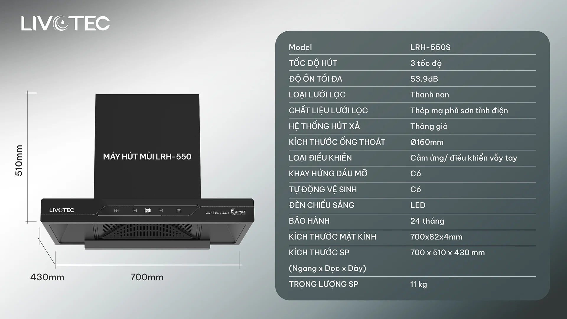 Máy hút mùi Livotec E-smart LRH-550