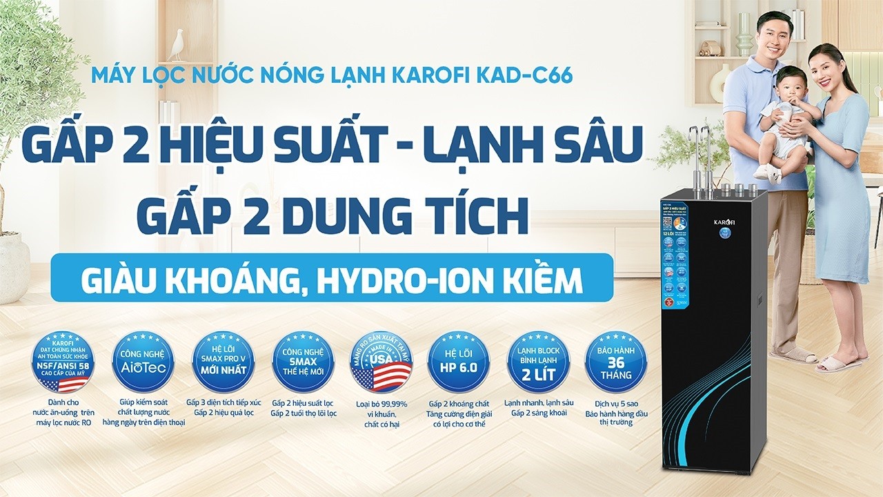 Máy lọc nước nóng lạnh Karofi KAD-C66