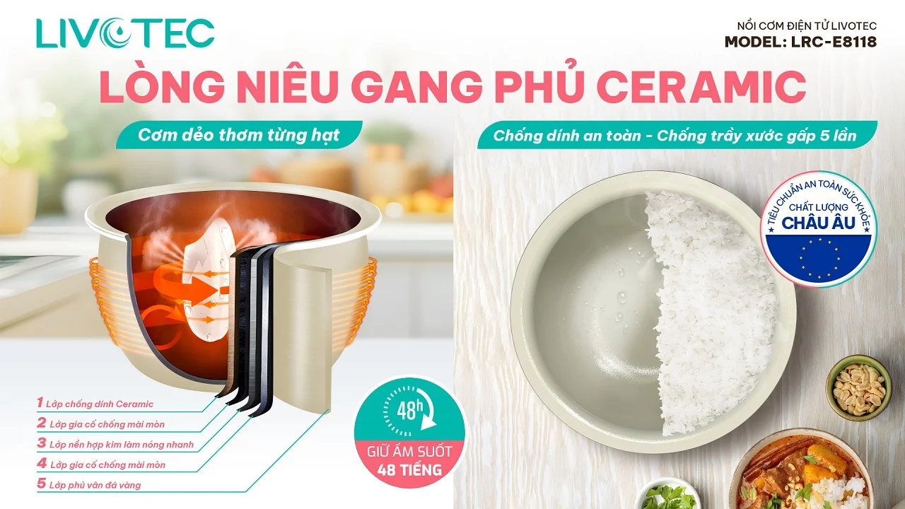 Nồi cơm điện tử Livotec LRC-E8118