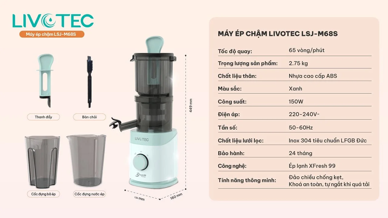 Máy ép chậm Livotec LSJ-M68S