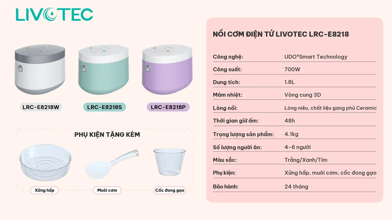 Nồi cơm điện tử Livotec LRC-E8218