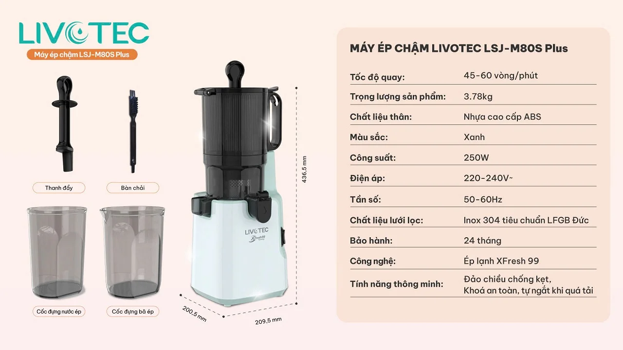 Máy ép chậm Livotec LSJ-M80S Plus