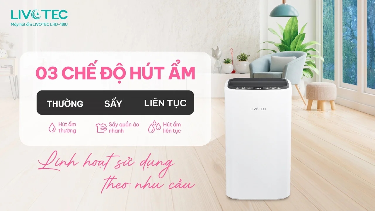 Máy hút ẩm Livotec LHD-18IU (Hút ẩm và lọc không khí)