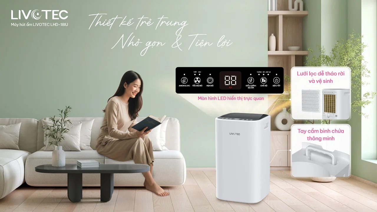 Máy hút ẩm Livotec LHD-18IU (Hút ẩm và lọc không khí)