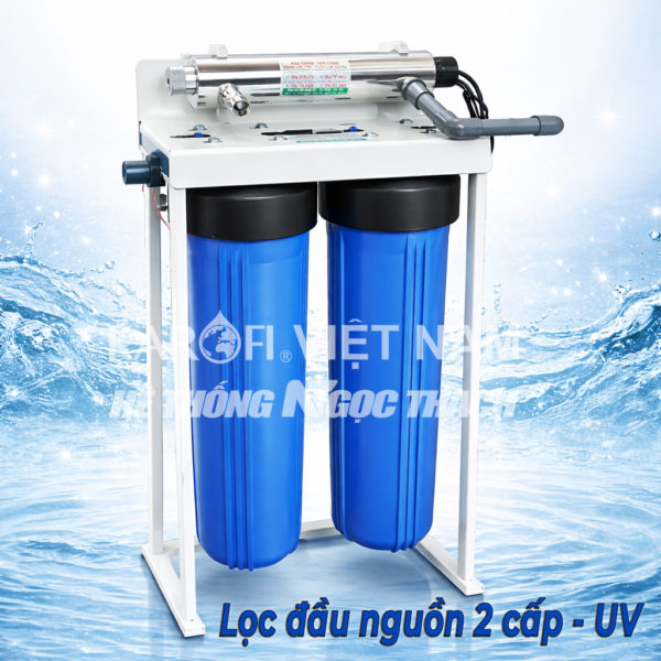 Bộ lọc nước đầu nguồn 2 Cấp – 2 Cốc Béo, 1 Đèn UV