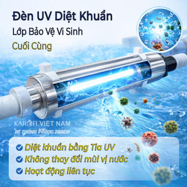 Bộ lọc nước đầu nguồn 2 Cấp – 2 Cốc Béo, 1 Đèn UV