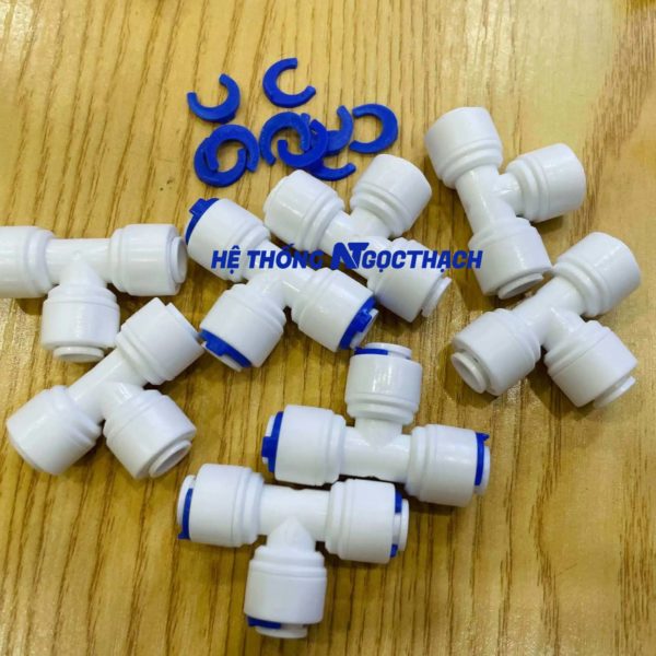 Cút chữ T nối nhanh chia nước 3 đầu phi 10 | T dây 10
