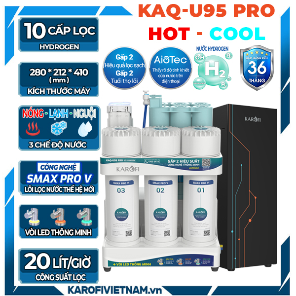 Máy Lọc Nước Nóng Lạnh Lắp Gầm Bếp Karofi KAQ-U95 Pro Hot – Cool