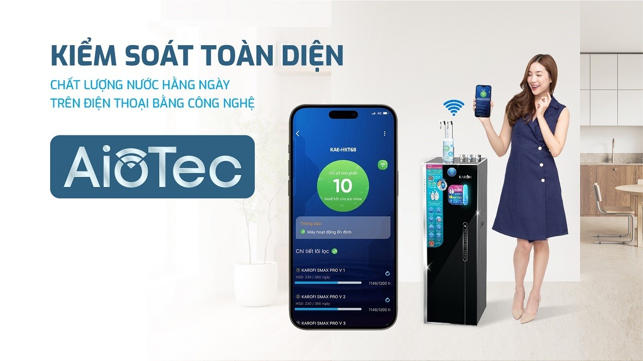 Máy lọc nước nóng lạnh Hydro-ion kiềm Karofi KAE-HKT68