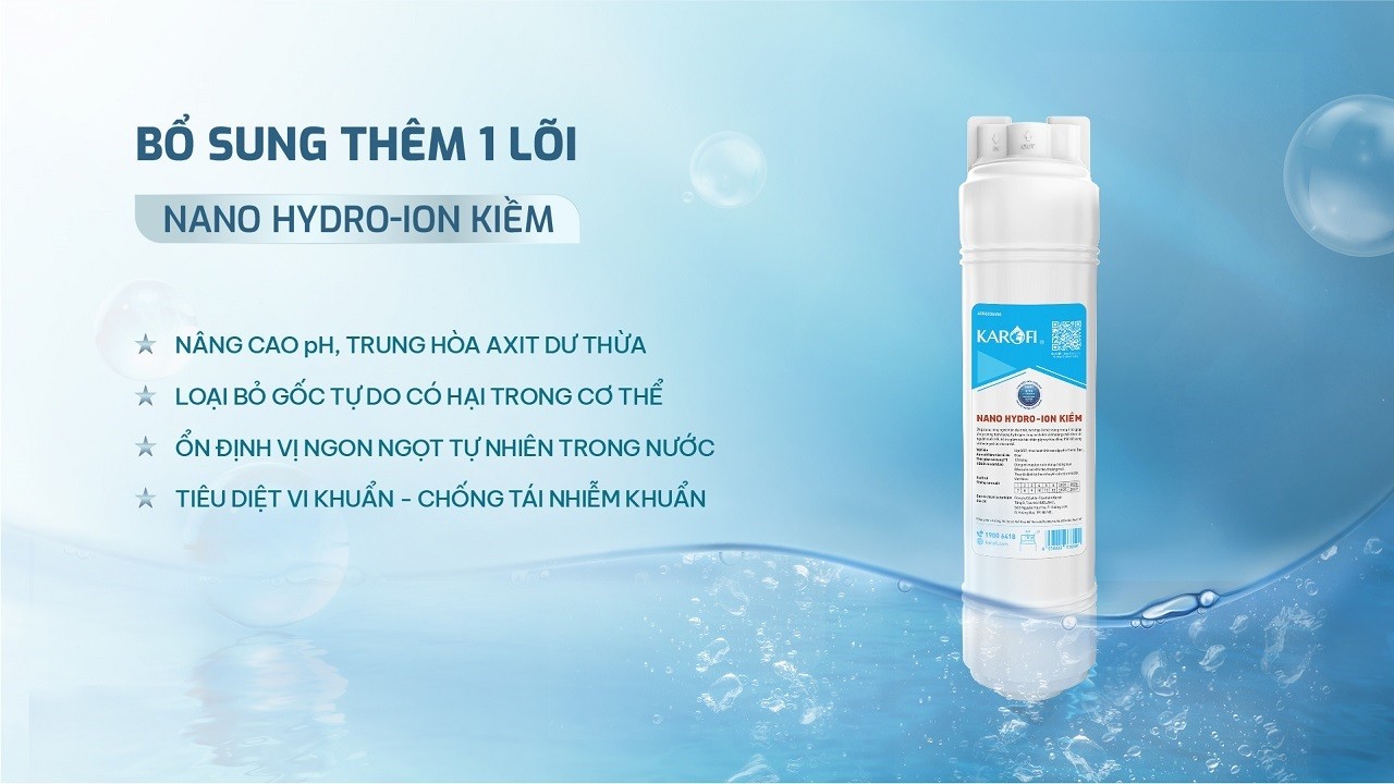 Máy lọc nước nóng lạnh Hydro-ion kiềm Karofi KAE-HKT68