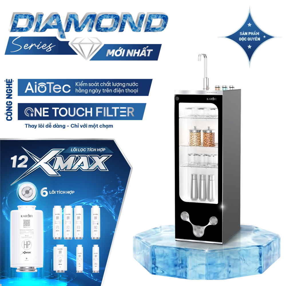 Máy lọc nước nóng lạnh Karofi Diamond S68E