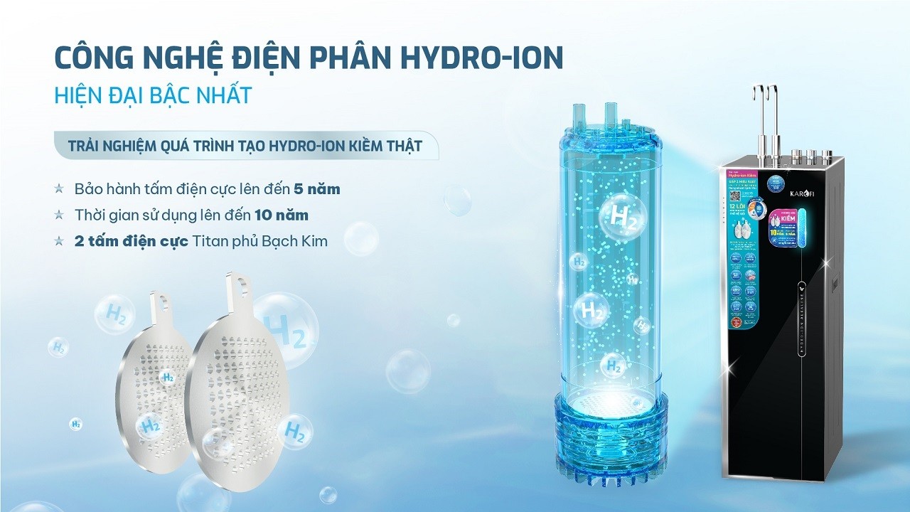 Máy lọc nước nóng lạnh Hydro-ion kiềm Karofi KAE-HKT68