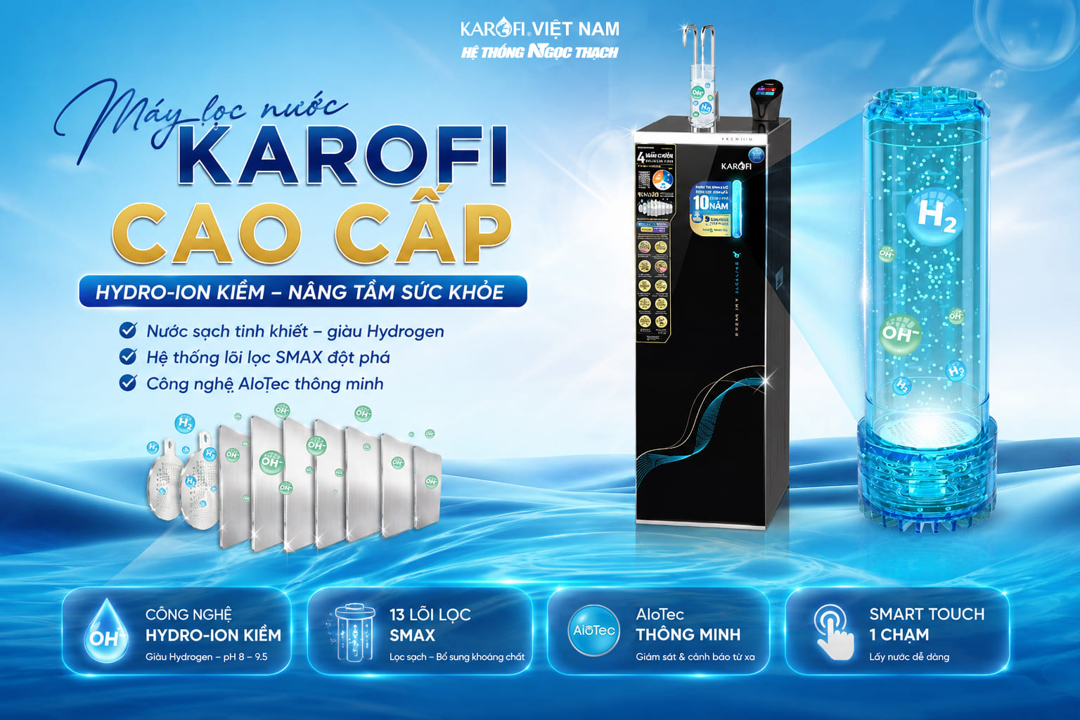 Máy lọc nước Karofi cao cấp – Đỉnh cao công nghệ Hydro-ion kiềm