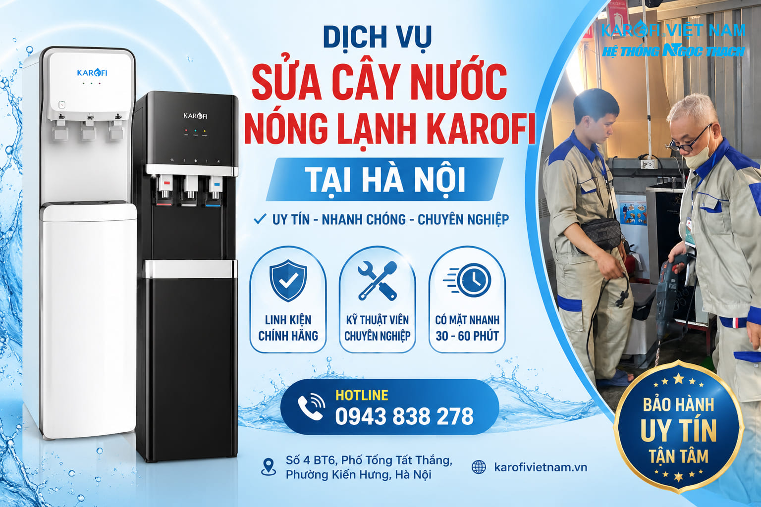 Dịch Vụ Sửa Cây Nước Nóng Lạnh Karofi Tại Hà Nội Chính Hãng - Kỹ Thuật Tận Nơi, Uy Tín