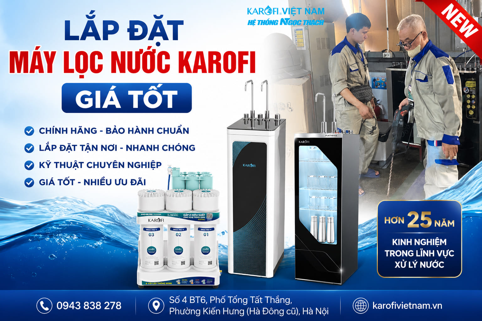 Lắp Đặt Máy Lọc Nước Karofi Giá Tốt – Chính Hãng, Lắp Nhanh, Bảo Hành Chuẩn Tại Karofi Việt Nam
