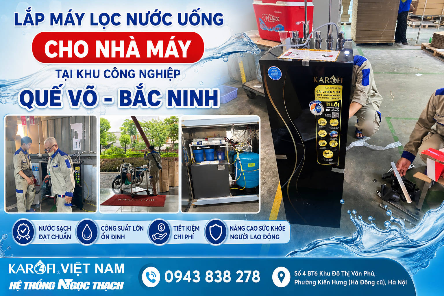 Lắp máy lọc nước uống cho nhà máy tại Khu Công nghiệp Quế Võ, Bắc Ninh