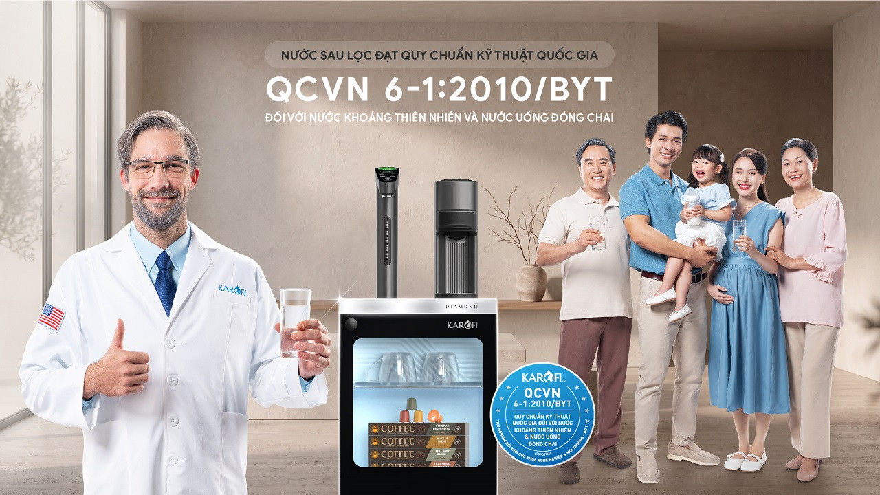 Máy lọc nước nóng lạnh Hydro-ion kiềm Karofi DIAMOND KAFÉ X68