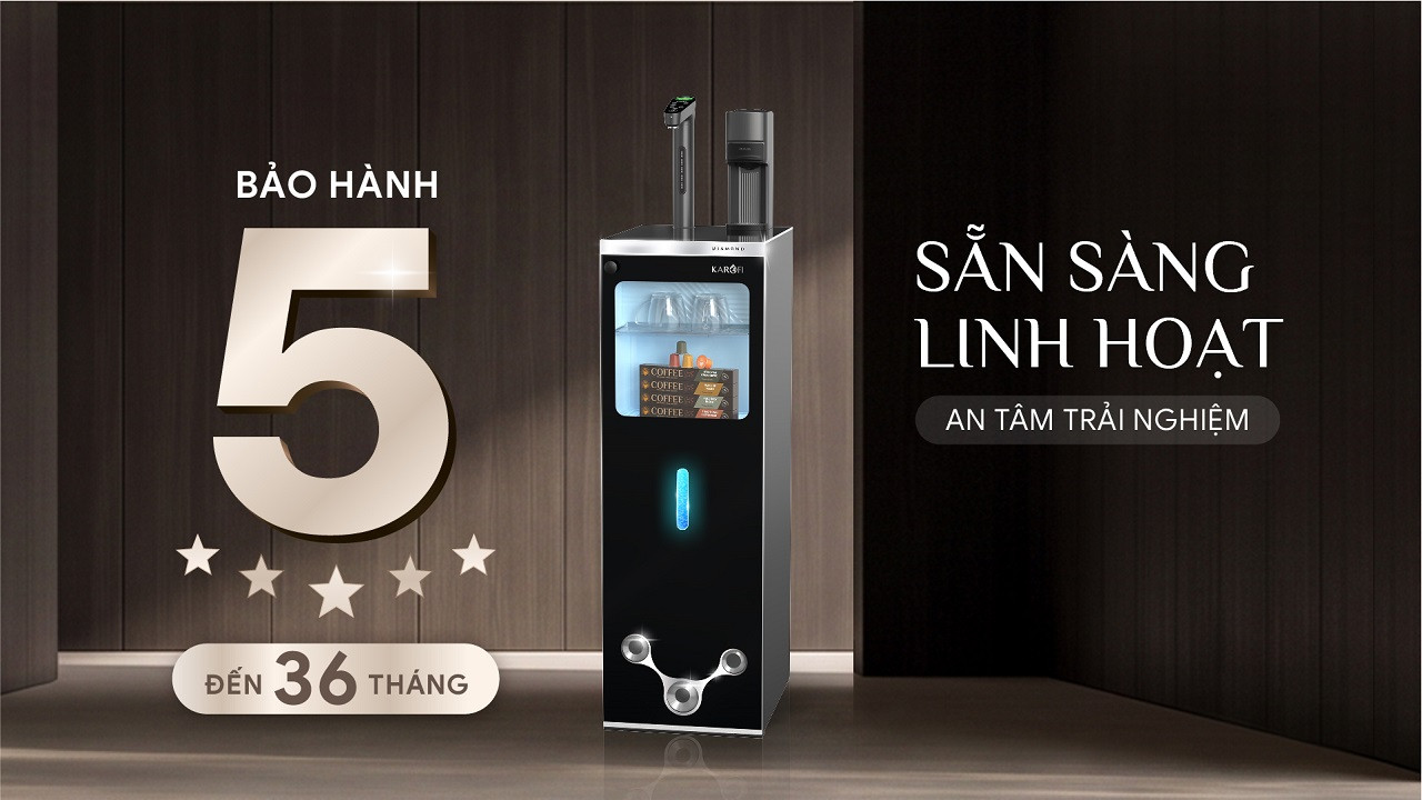 Máy lọc nước nóng lạnh Hydro-ion kiềm Karofi DIAMOND KAFÉ X68