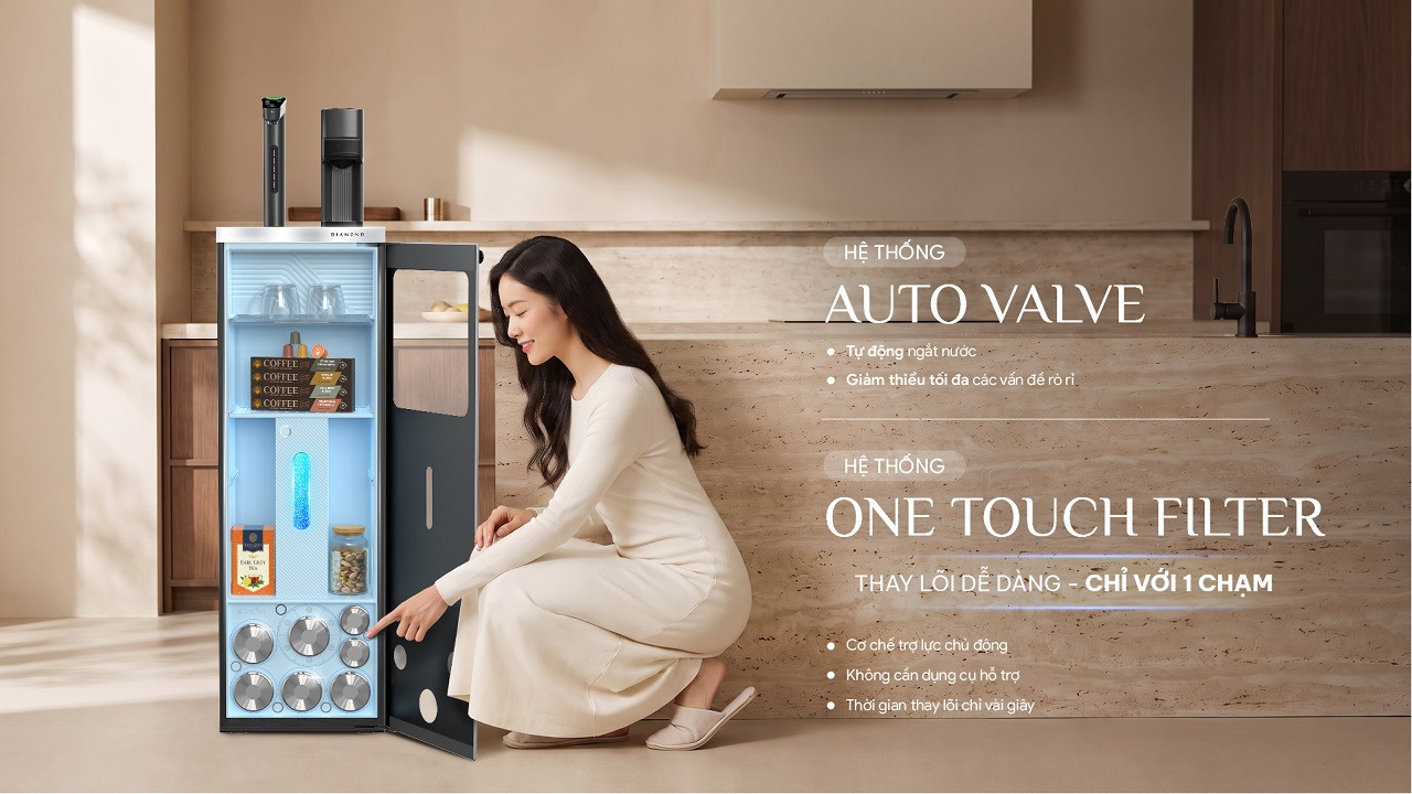 Máy lọc nước nóng lạnh Hydro-ion kiềm Karofi DIAMOND KAFÉ X68