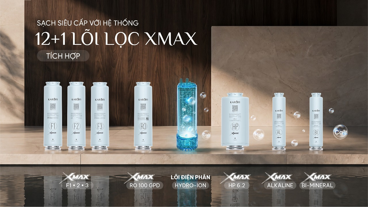 Máy lọc nước nóng lạnh Hydro-ion kiềm Karofi DIAMOND KAFÉ X68