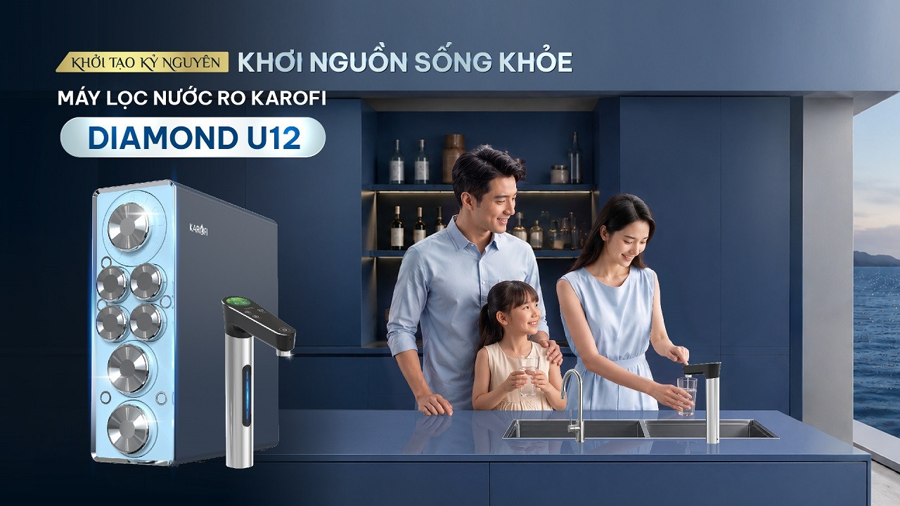 Máy lọc nước RO Karofi Diamond U12 - Vòi LED thông minh - Không bình áp