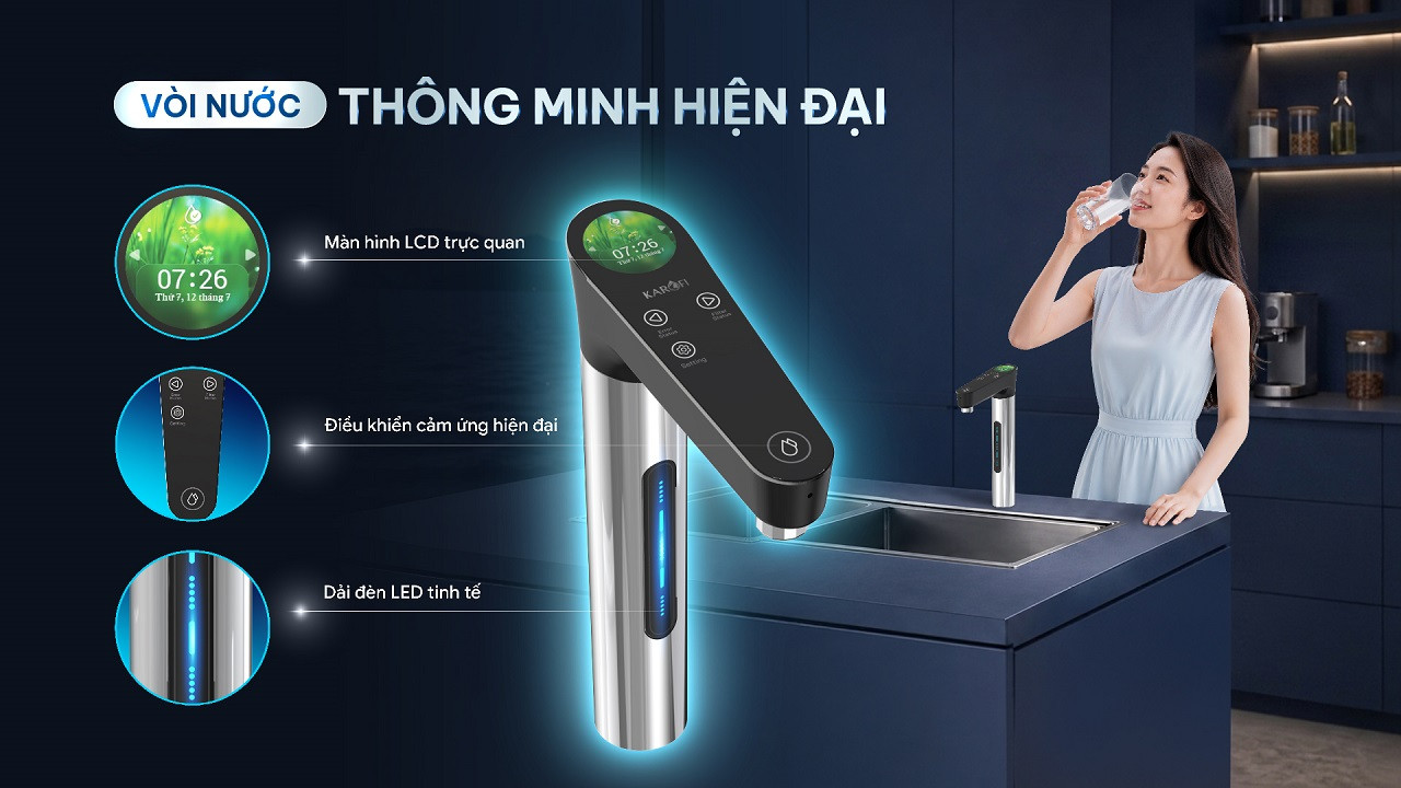 Máy lọc nước RO Karofi Diamond U12 - Vòi LED thông minh - Không bình áp