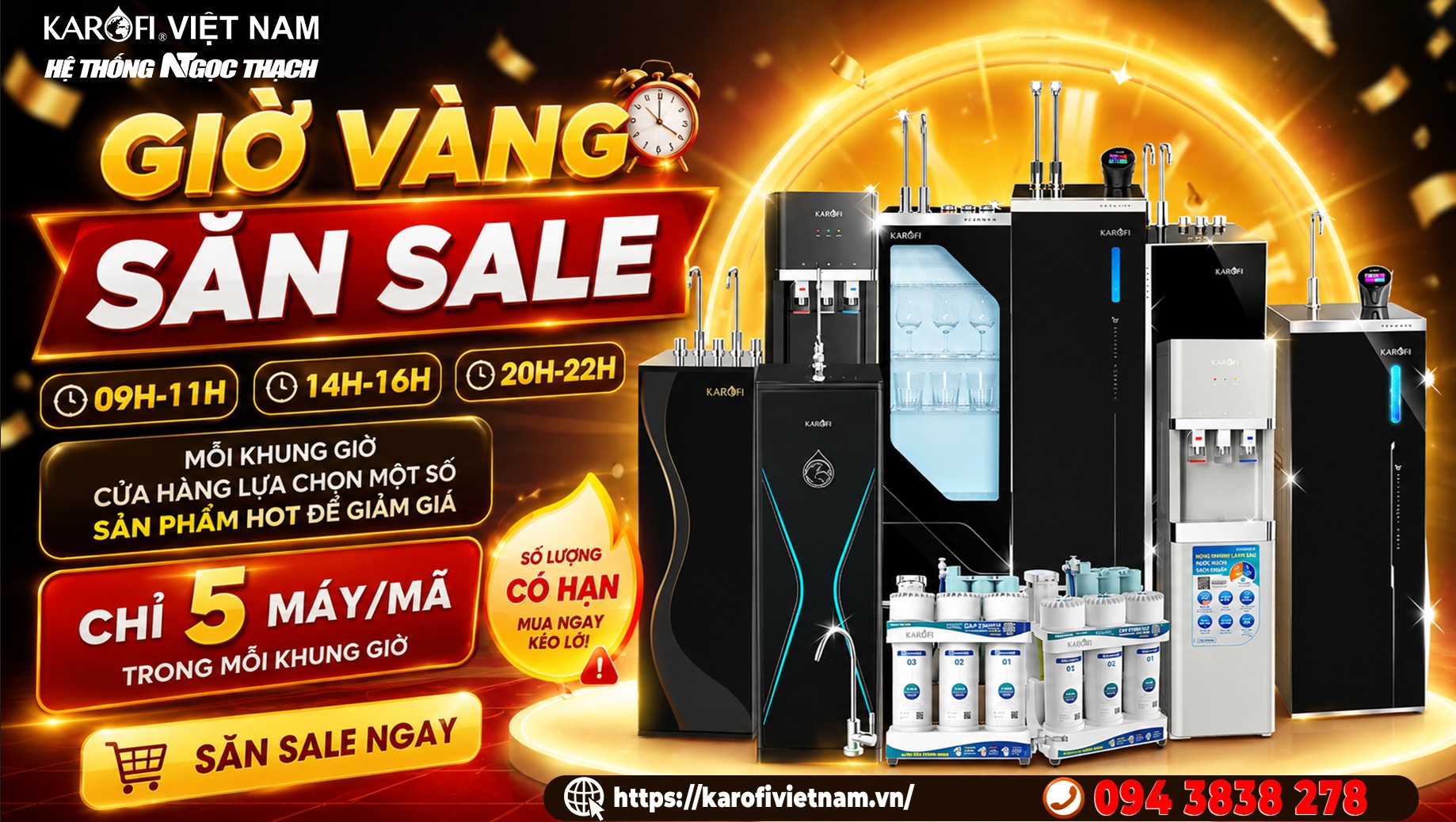 GIỜ VÀNG SĂN SALE Máy Lọc Nước Karofi – Canh Đúng Giờ, Săn Đúng Máy