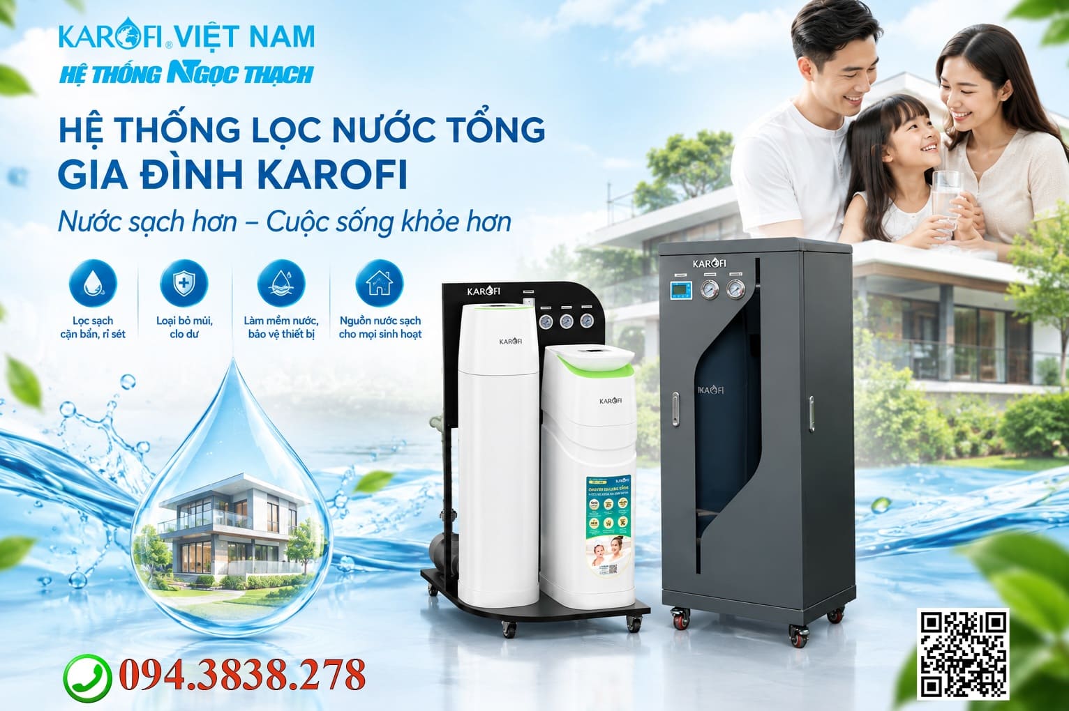 Hệ thống lọc nước tổng gia đình Karofi – Giải pháp lọc nước sinh hoạt toàn diện cho gia đình