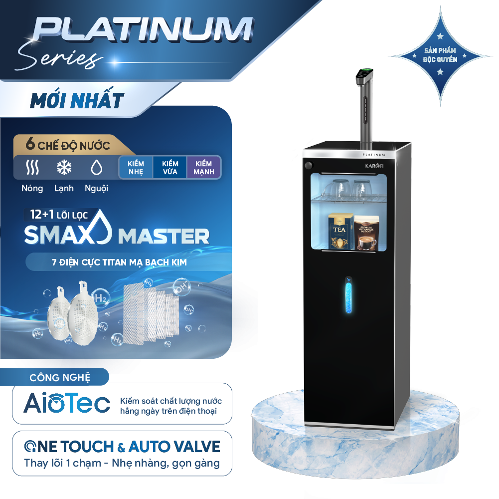 Máy lọc nước nóng lạnh Hydro-ion kiềm Karofi PLATINUM SA5