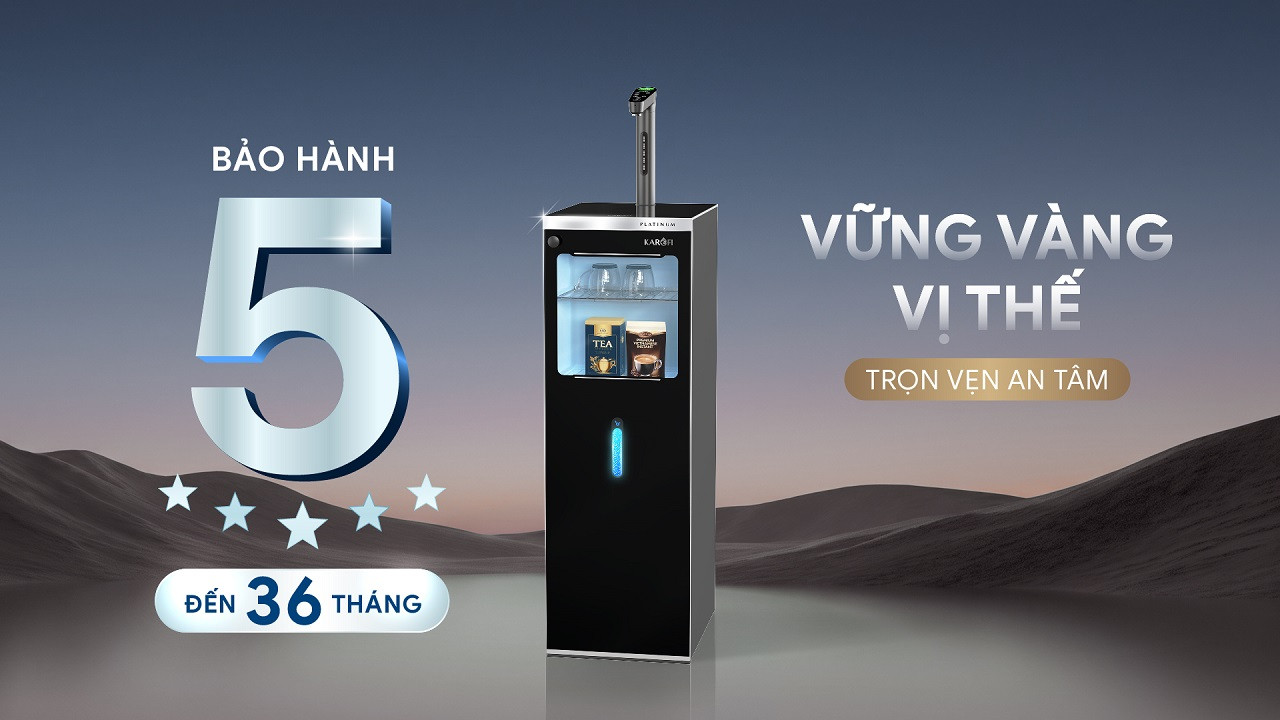 Máy lọc nước nóng lạnh Hydro-ion kiềm Karofi PLATINUM SA5