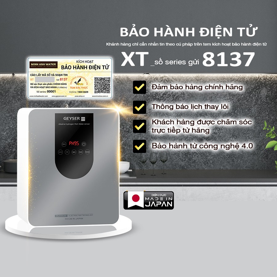 Máy lọc nước ion kiềm giàu hydro Geyser Ecotar 9 Pro