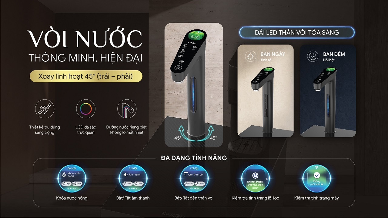 Máy lọc nước nóng lạnh Karofi DIAMOND KAFÉ T38
