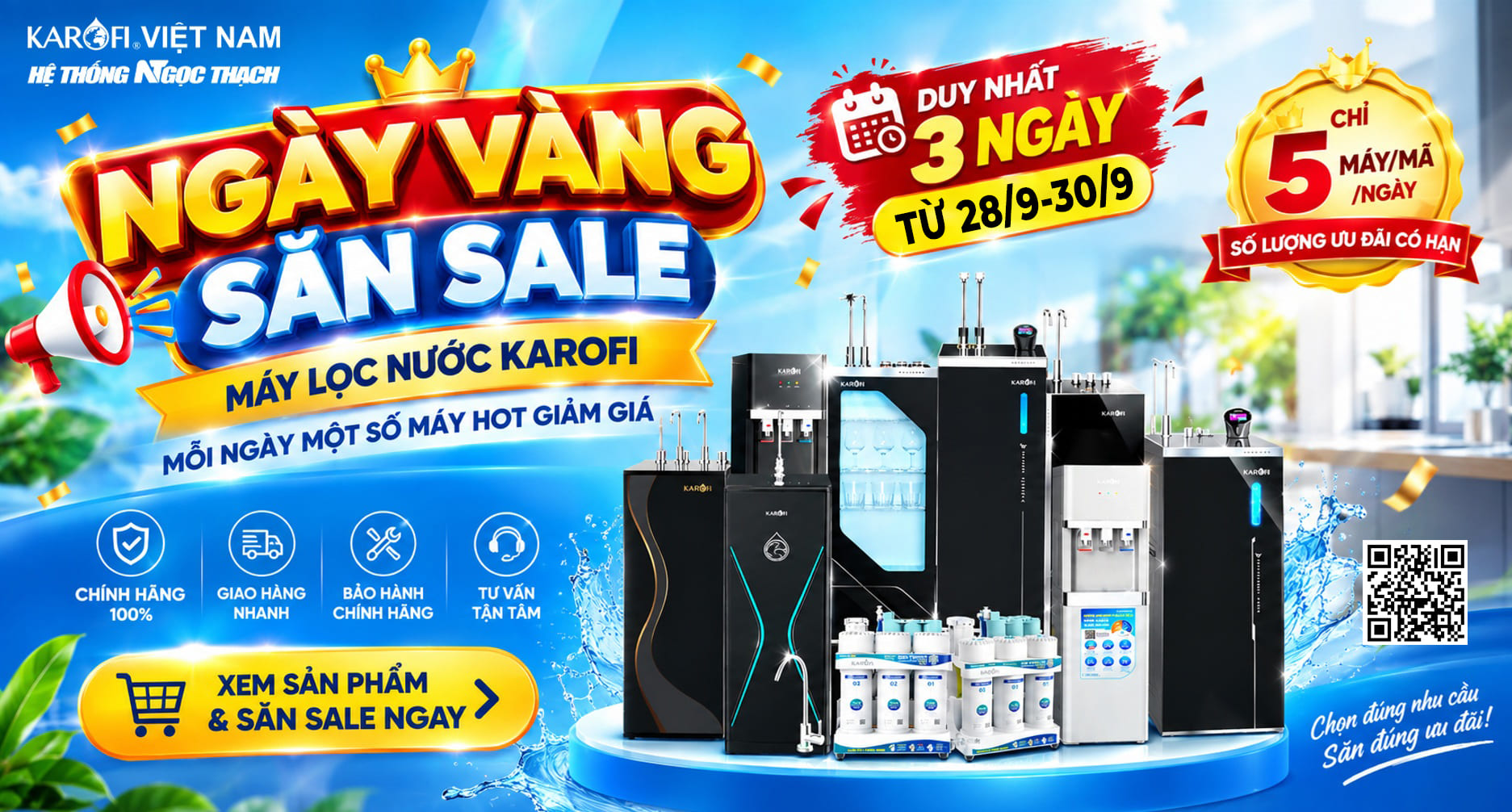 NGÀY VÀNG SĂN SALE Máy Lọc Nước Karofi – Duy Nhất 3 Ngày