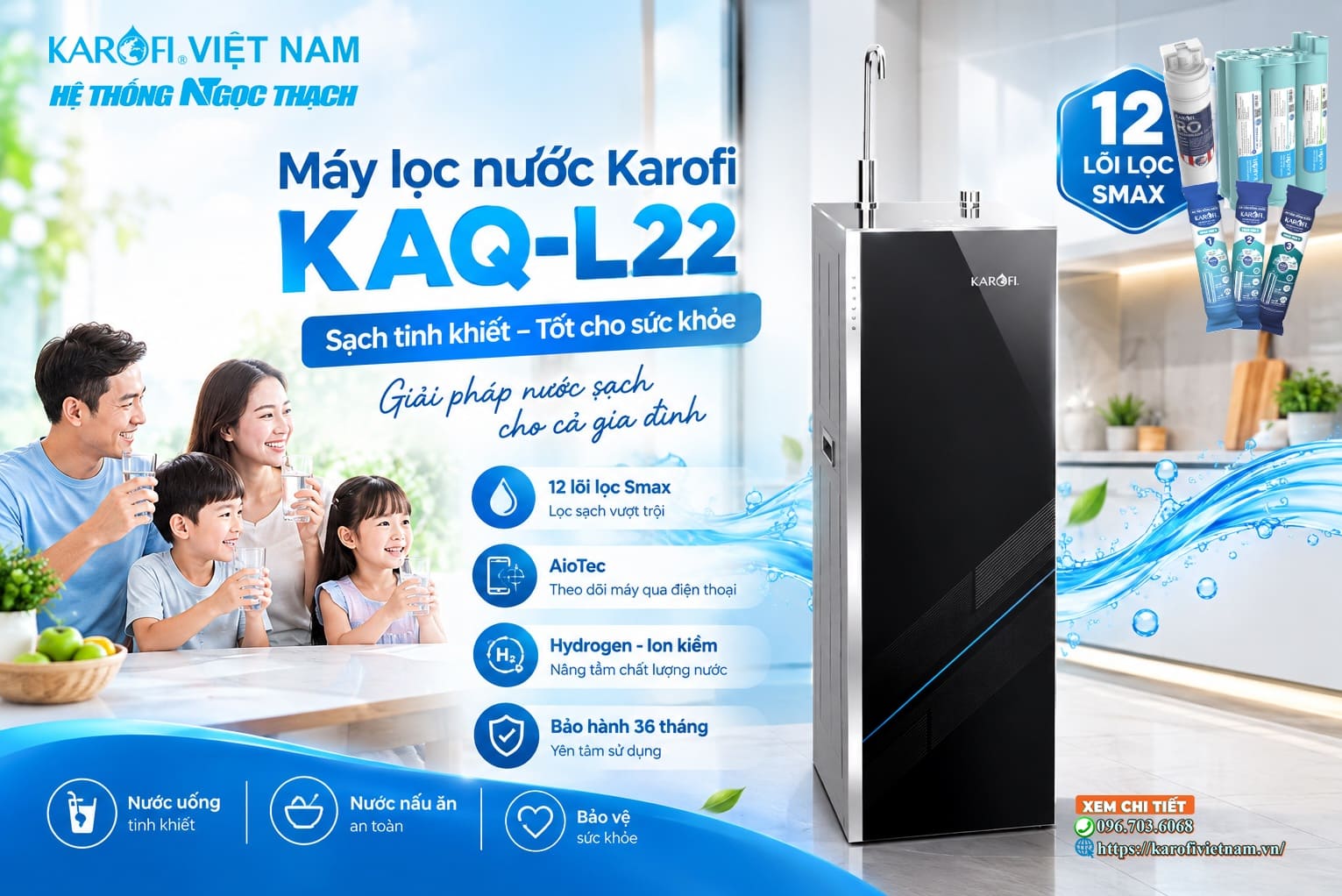 Máy lọc nước Karofi KAQ-L22 có tốt không? Phù hợp gia đình bao nhiêu người?