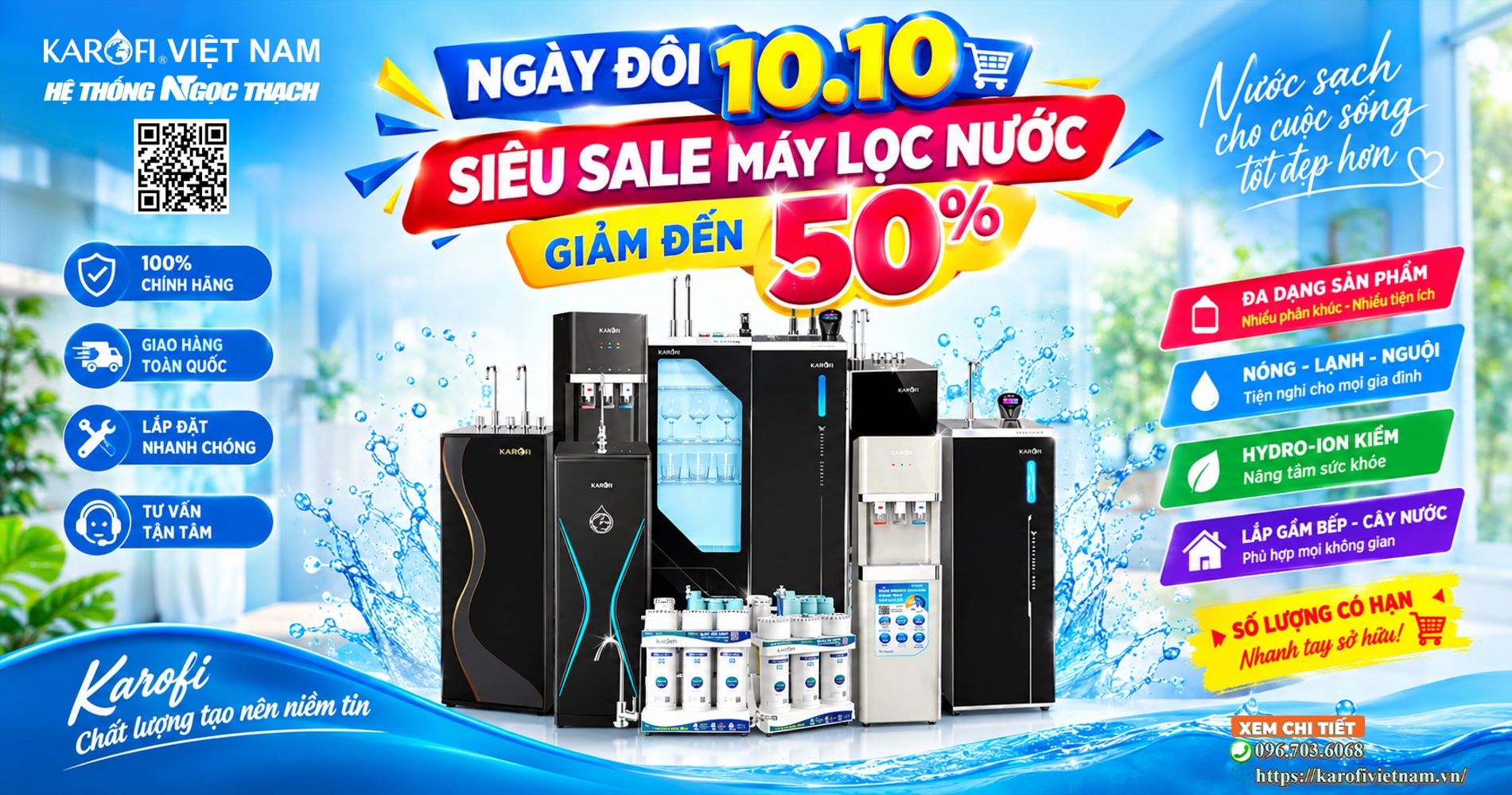 NGÀY ĐÔI 10.10 – Siêu Sale máy lọc nước Karofi giảm đến 50%
